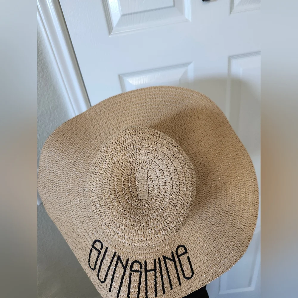 Sunshine Tan‎ Straw Hat Beach Summer Embroidered